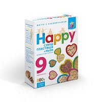 Суміш пластівців "Happy" 9 компонентів + льон 800 г (4820149161211)