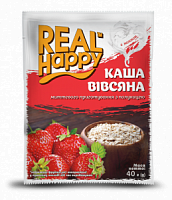 "Real HAPPY" Каша швид. приготування вівсяна з полуницею, 40г (4820149161426)